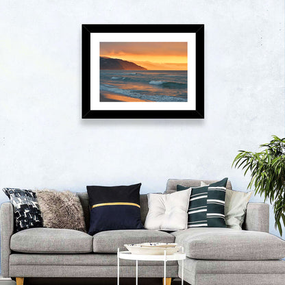 Cliffside Sunset Over Ocean Wall Art