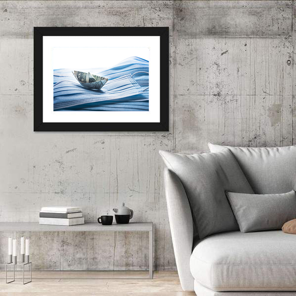 Dollar Boat on Surgical Masks Wall Art