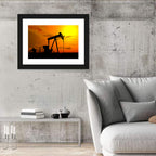Pumpjack Sunset Silhouette Wall Art