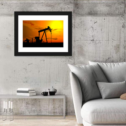 Pumpjack Sunset Silhouette Wall Art