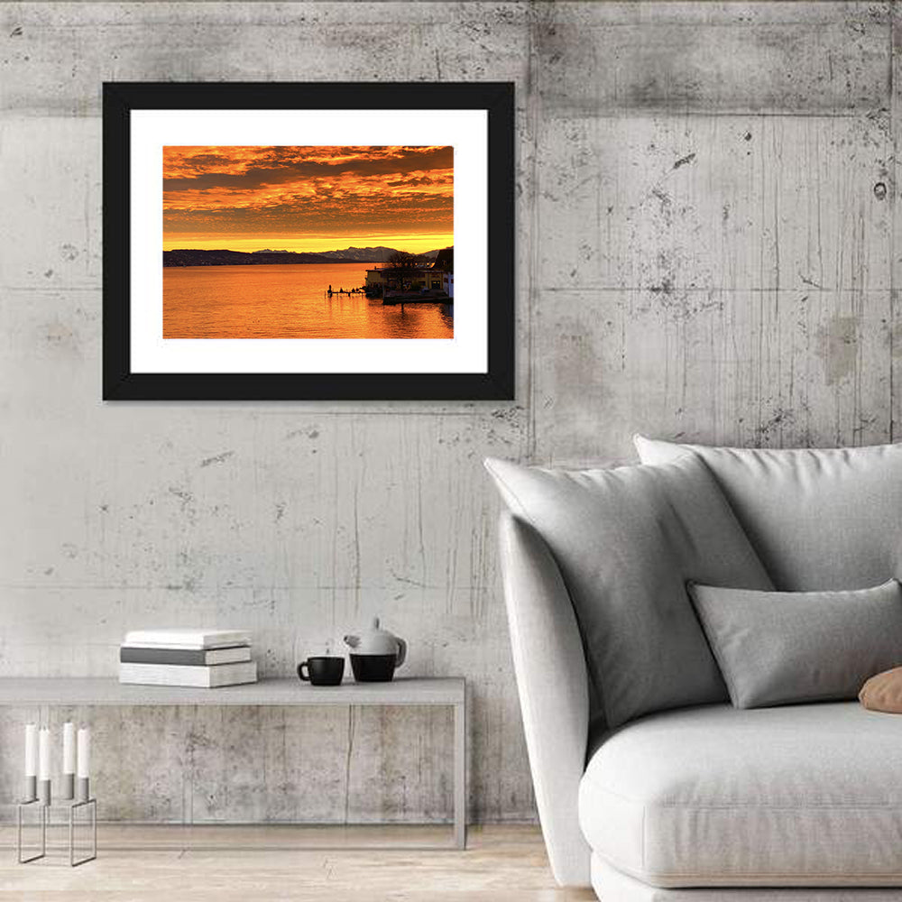 Lake Zurich Golden Sunset Wall Art