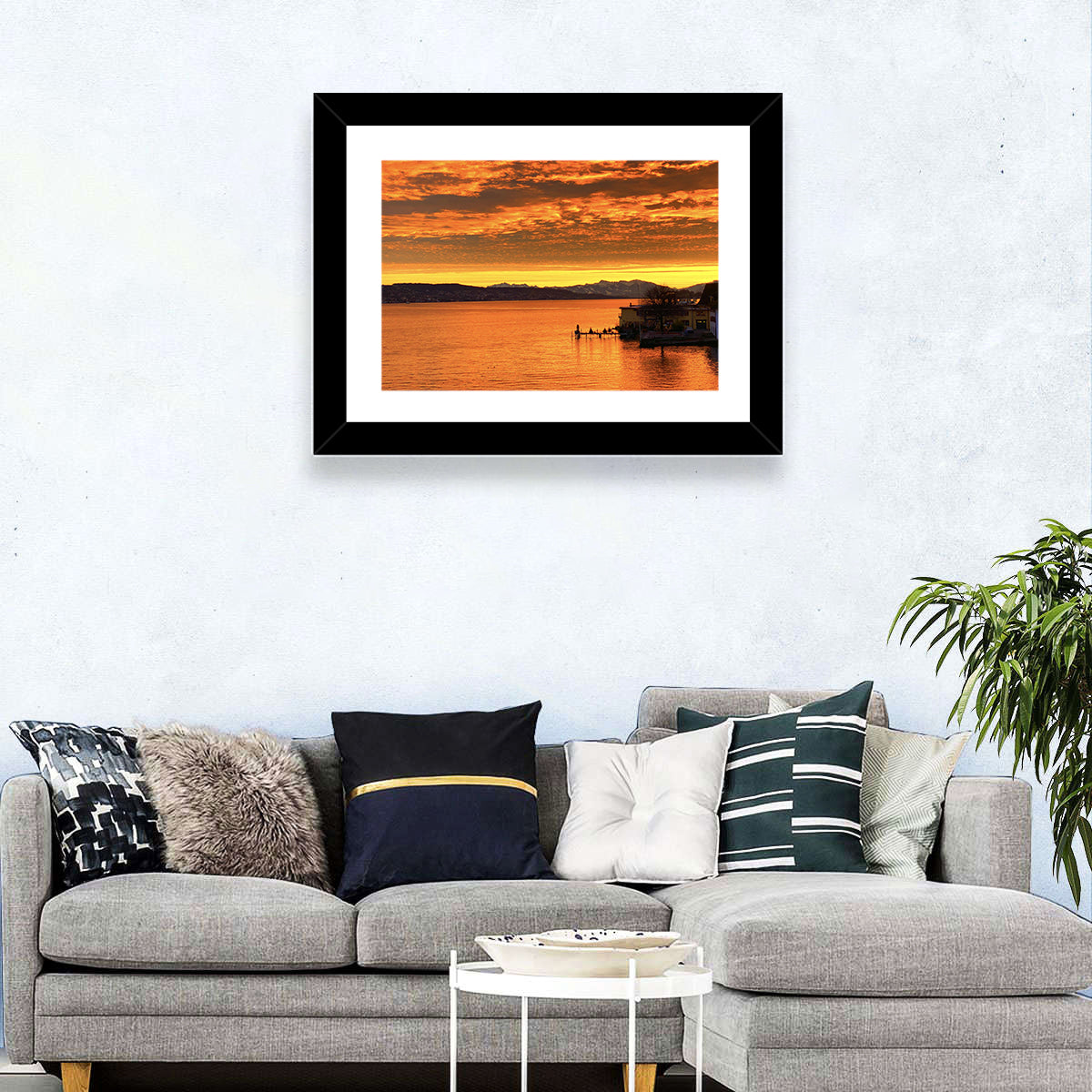 Lake Zurich Golden Sunset Wall Art
