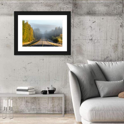 Misty Finnish Forest Highway Wall Art