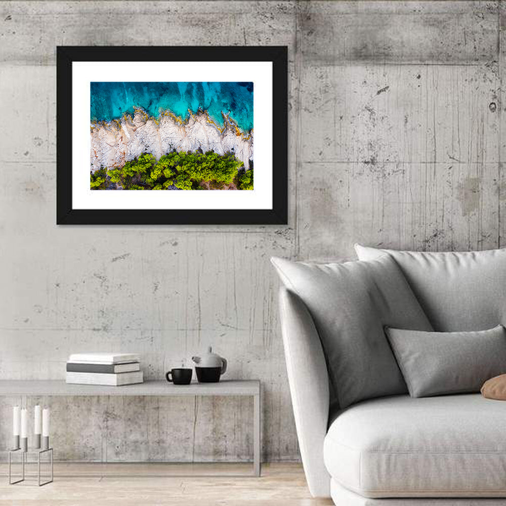 Croatian Coastscape Wall Art in a room, landscape