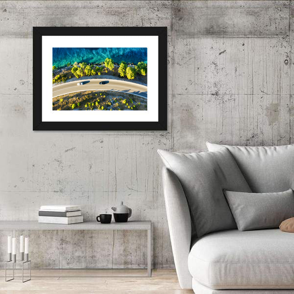 Coastal Highway Wall Art in a room, landscape