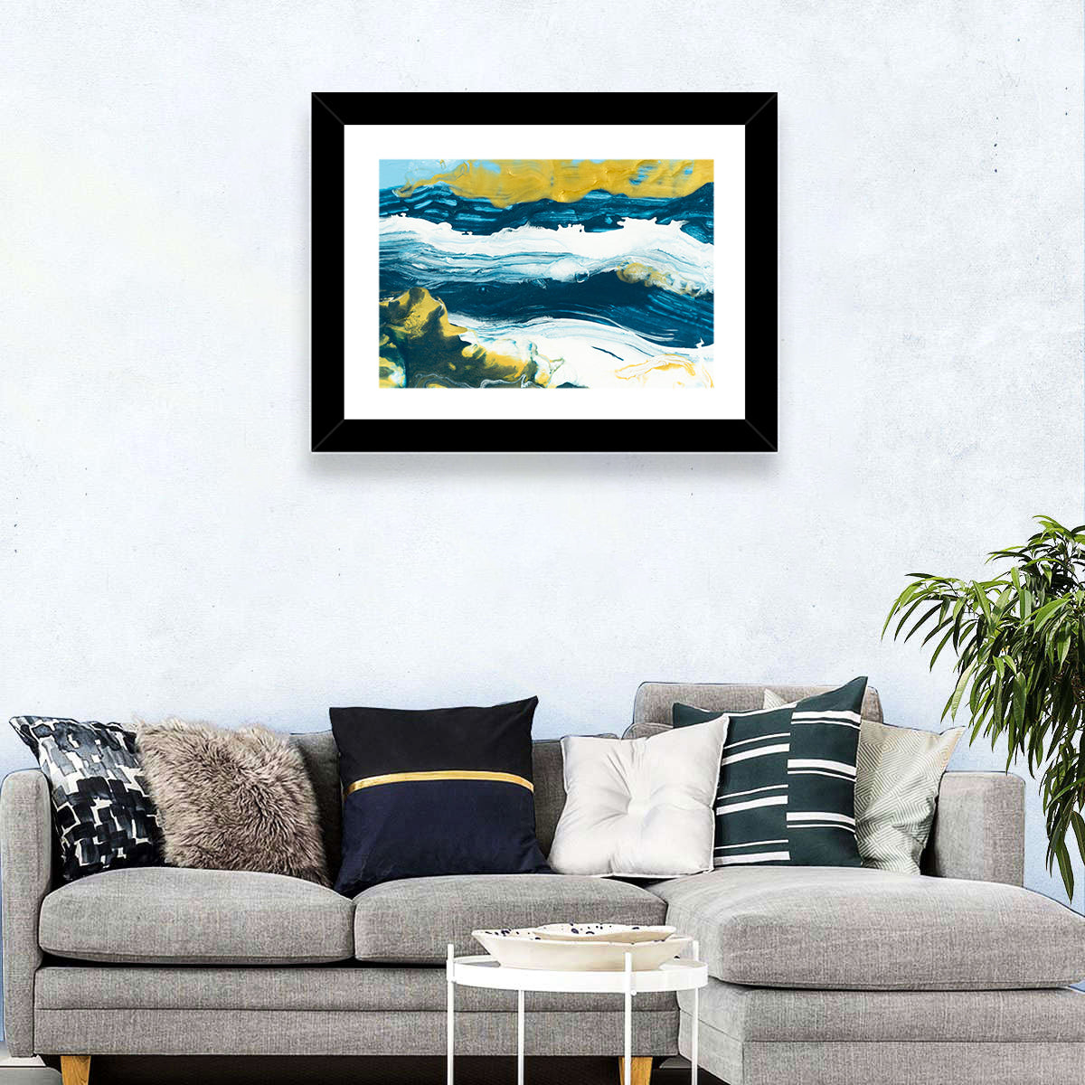 Flowing Streams with Gold Accents Wall Art