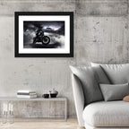 Motorcyclist in Fog at Night Wall Art