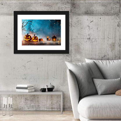 Foggy Halloween Pumpkins Wall Art