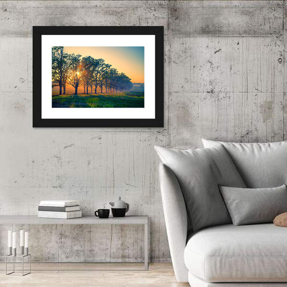 Oak Alley Golden Hour Wall Art in a room, landscape