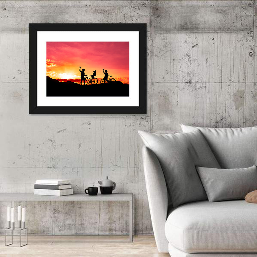 Family Ride at Sunset Wall Art
