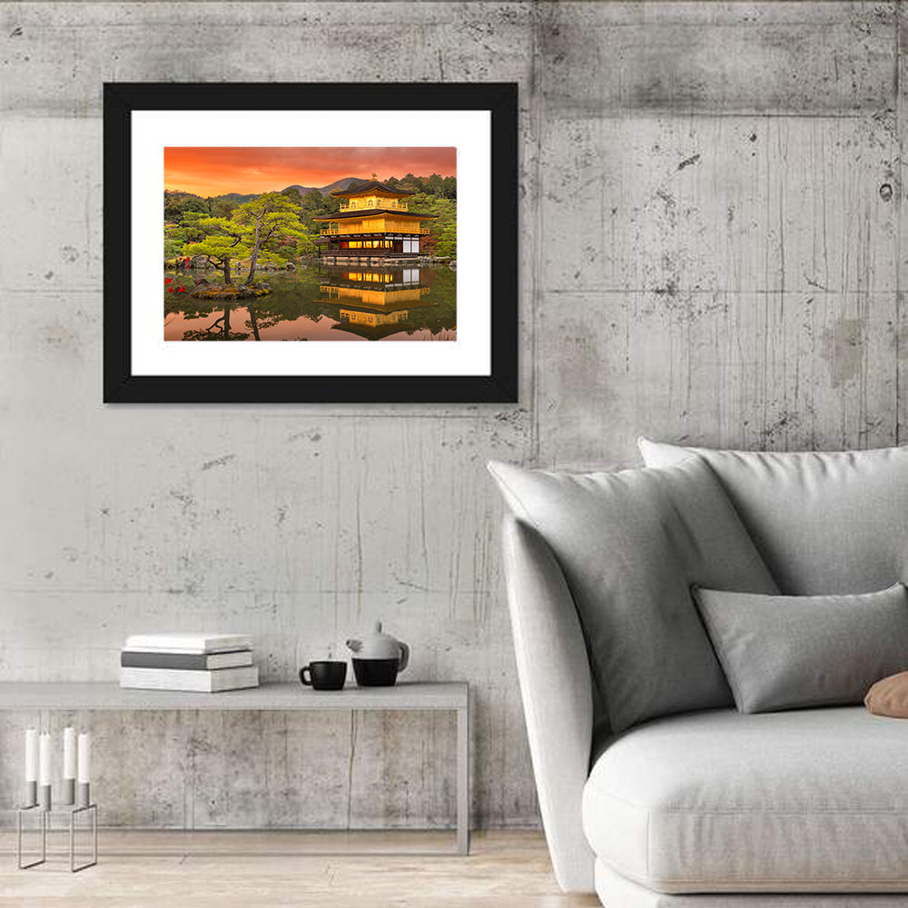 Kinkaku-ji at Sunset Wall Art in a room, landscape