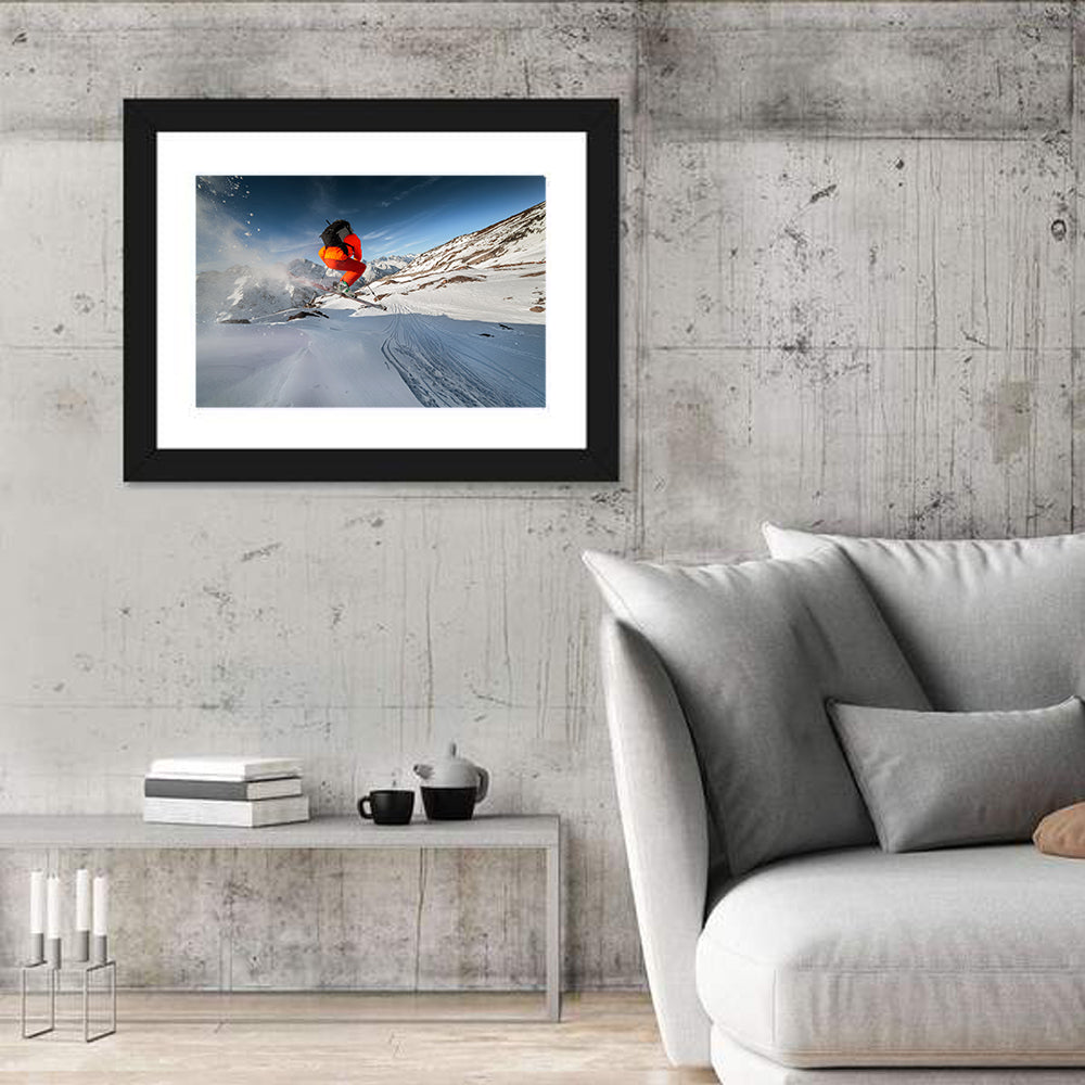Skier Mid-air Jump Wall Art