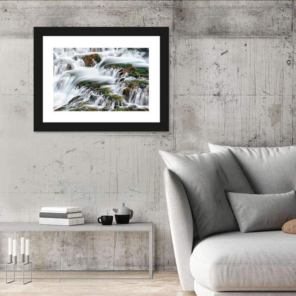 Canete River Cascade Wall Art in a room, landscape