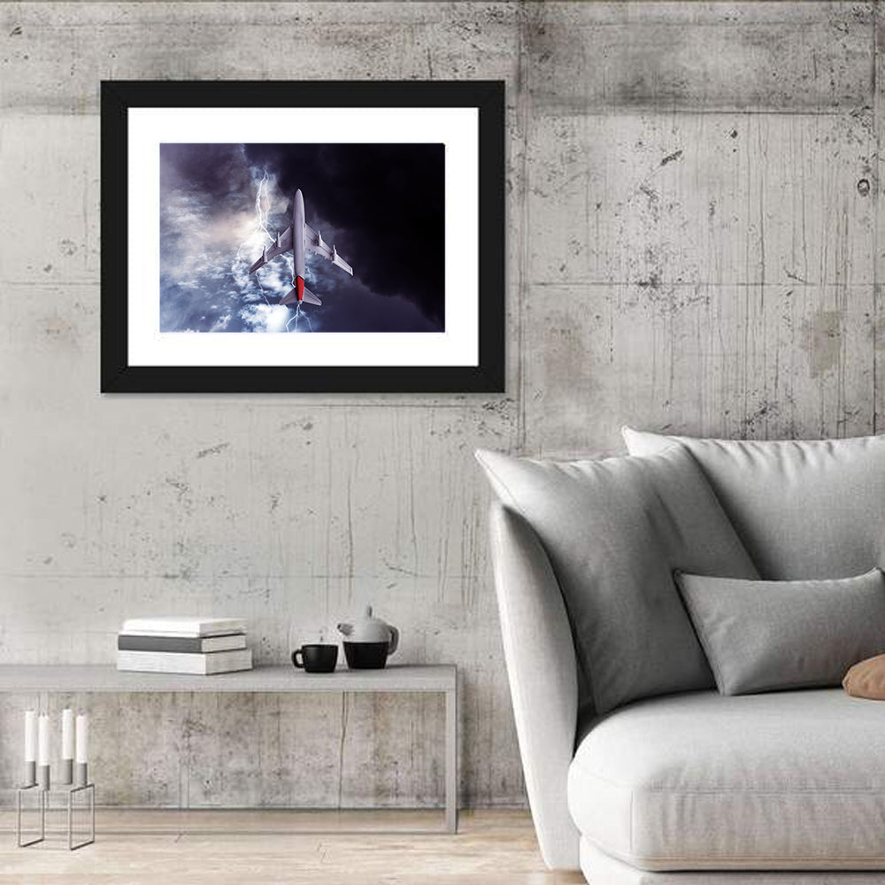 Red-tailed Airplane in Storm Wall Art