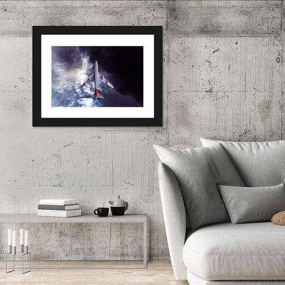 Red-tailed Airplane in Storm Wall Art