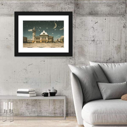 Buzău City Hall Nightscape Wall Art