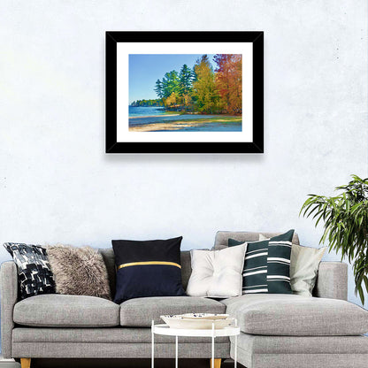 Sebago Lake Pier in Autumn Wall Art