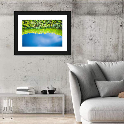 Aerial Blue Lake Over Woodland Wall Art