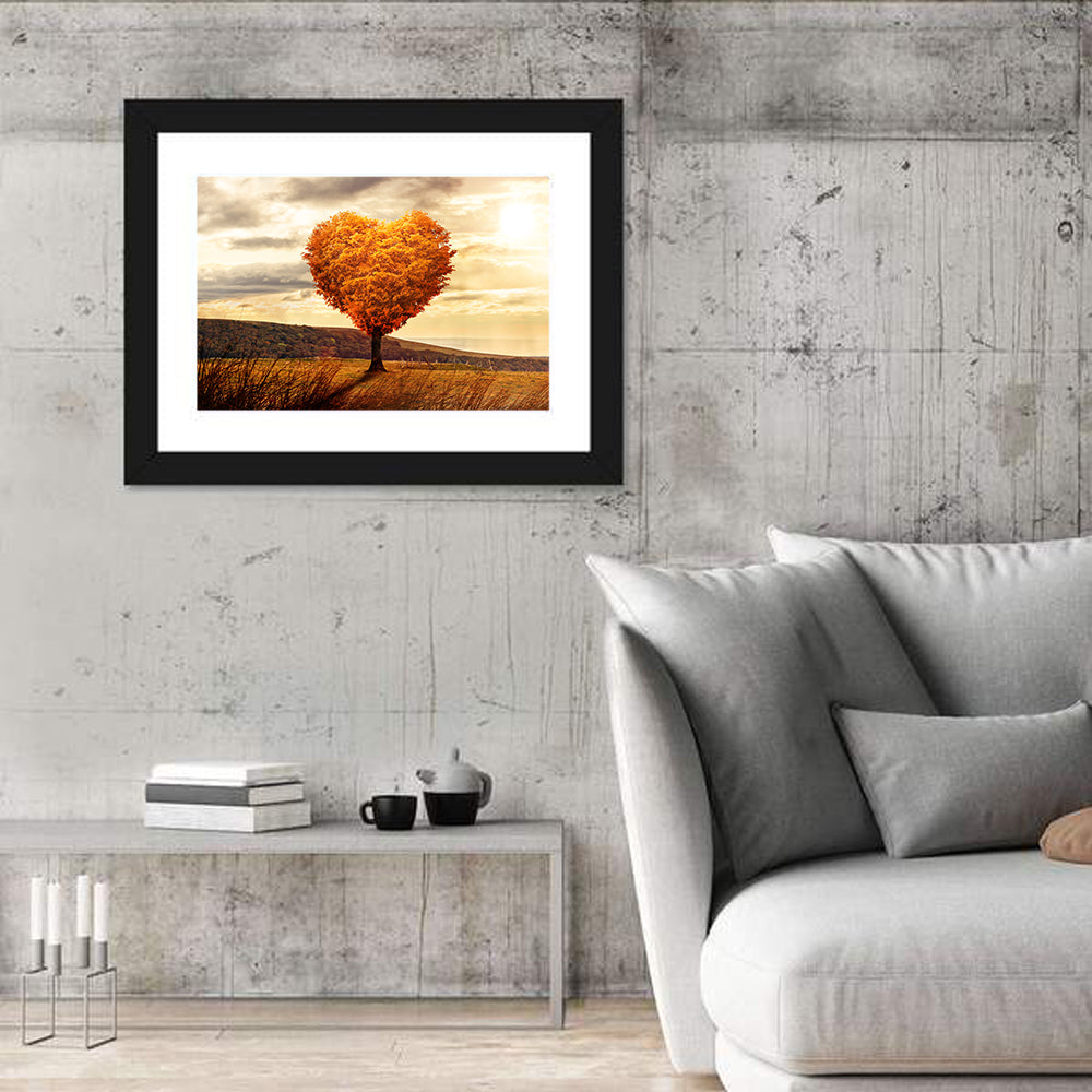 Heart Shaped Tree at Sunset Wall Art