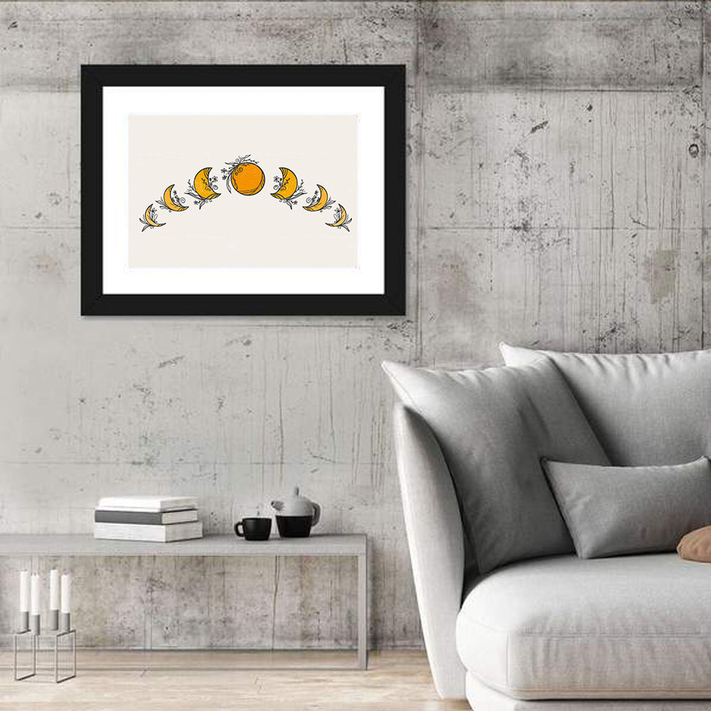 Lunar Phases Floral Arc Wall Art