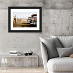 Abandoned Rusty Vintage Cars Behind Barbed Wire Wall Art