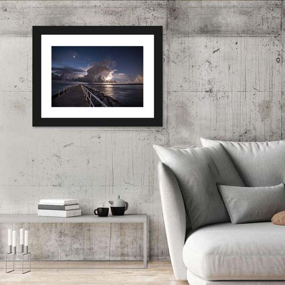 Storm Clouds Over Pier Wall Art