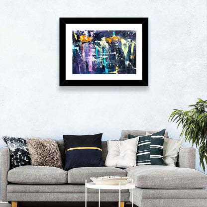 Impasto Waterfall in Blue and Purple Wall Art