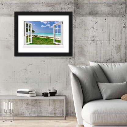 Gazebo on Pier Over Turquoise Ocean Wall Art