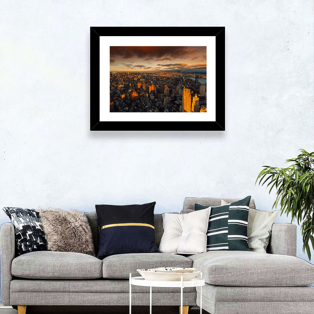 South Manhattan Sunset Skyline Wall Art