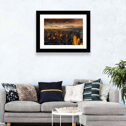 South Manhattan Sunset Skyline Wall Art
