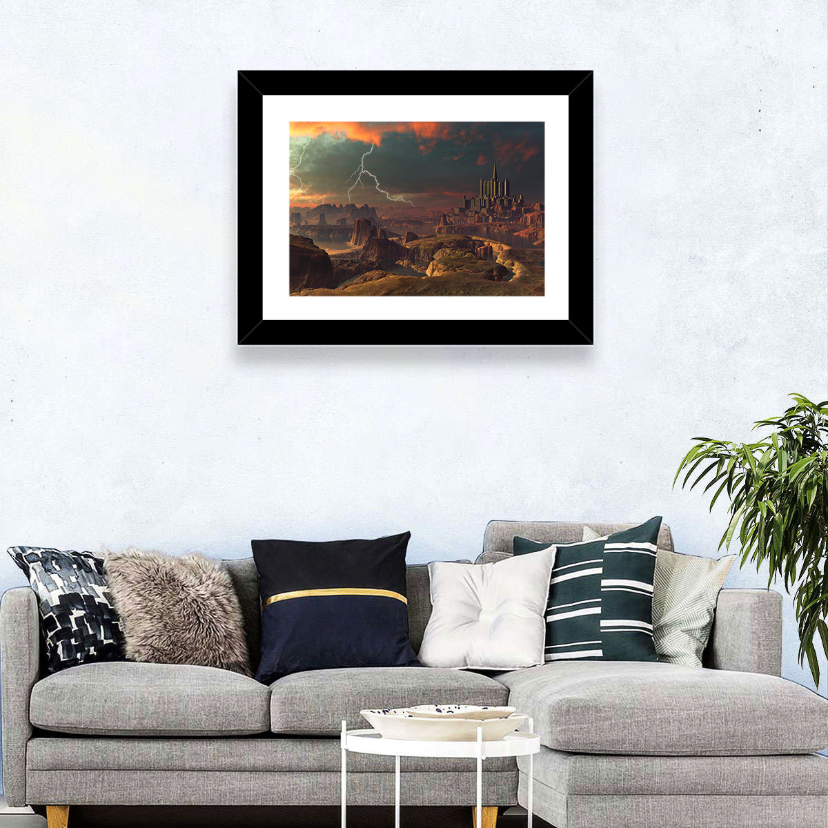 Dusk Storm Over Alien Fortress Wall Art
