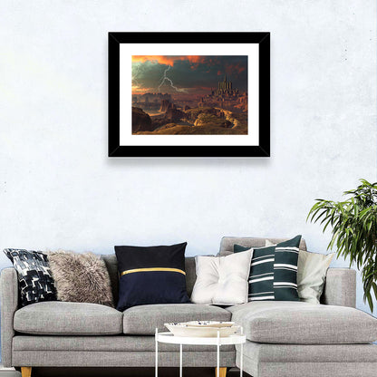 Dusk Storm Over Alien Fortress Wall Art