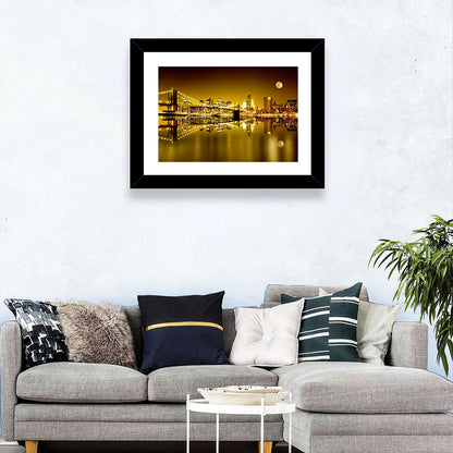 Brooklyn Bridge Moonlit Reflection Wall Art