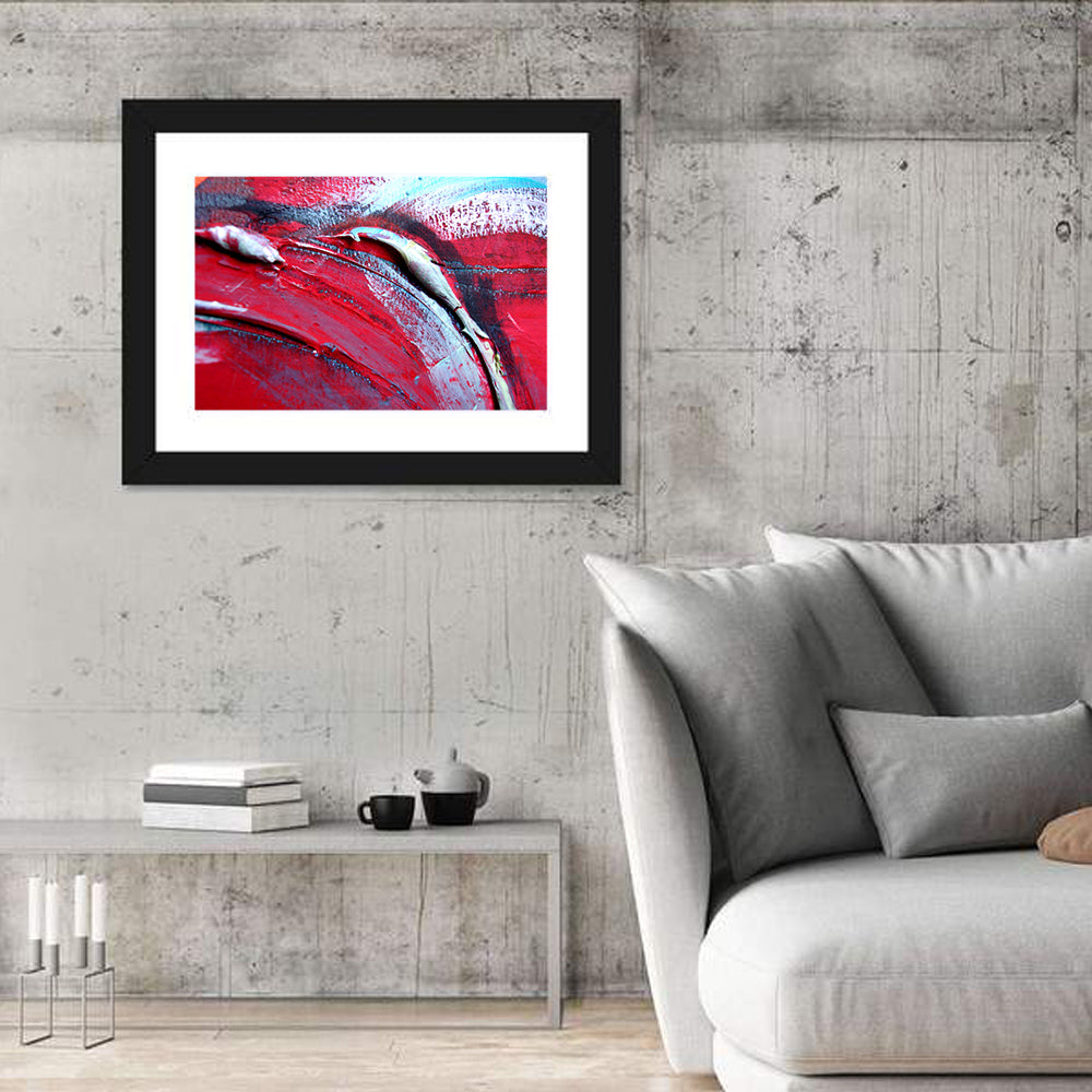 Crimson Impasto Motion Wall Art in a room, landscape