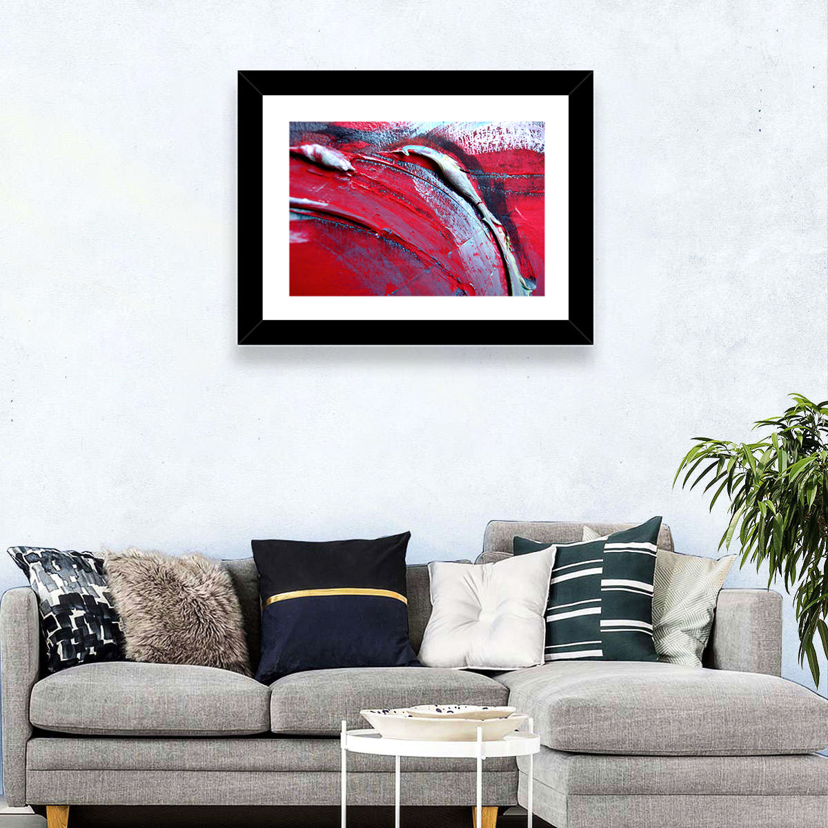 Crimson Impasto Motion Wall Art
