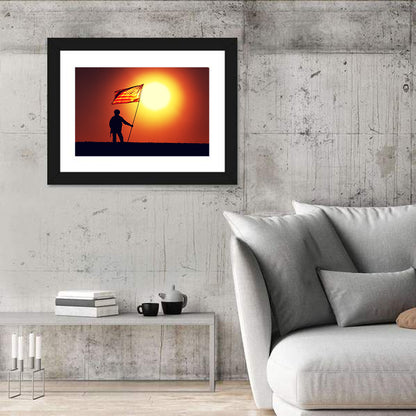 Soldier Silhouette with American Flag Wall Art