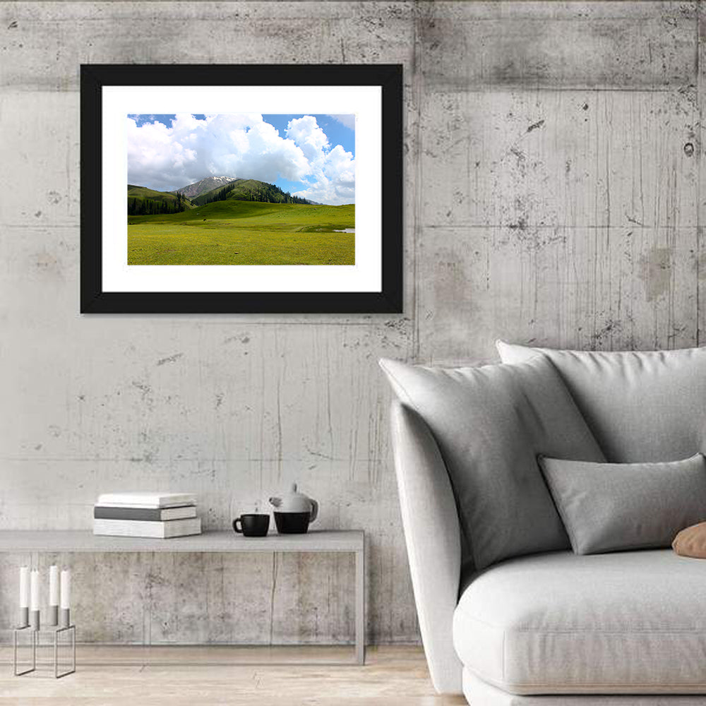 Seri Paya Mountain Meadow Wall Art in a room, landscape