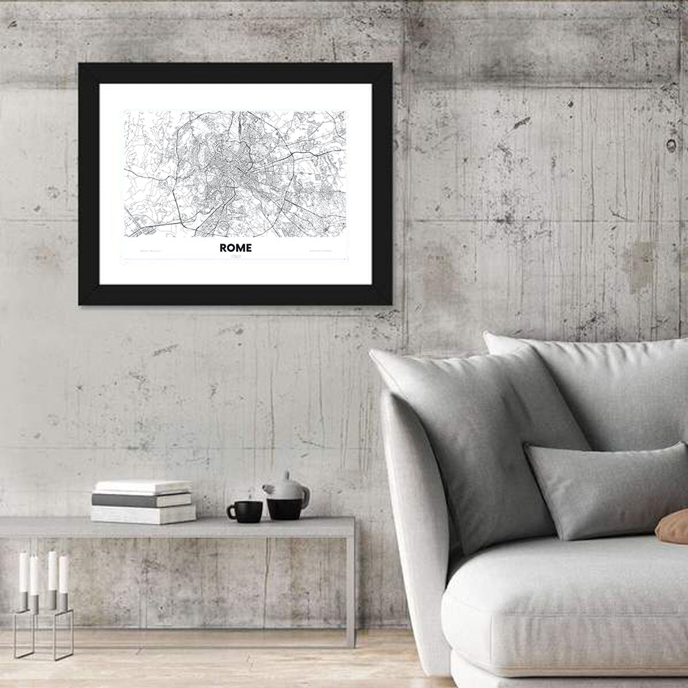 Rome City Map Wall Art in a room, landscape