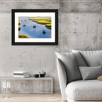 Spring River Rowboats in Rapeseed Fields Wall Art