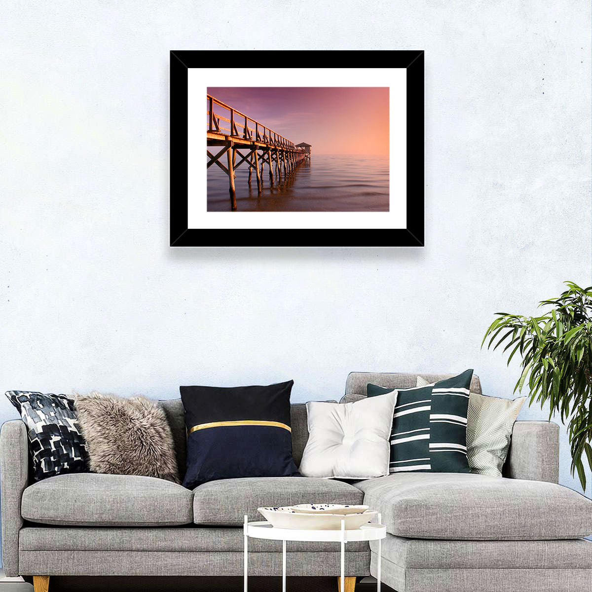 Gulf of Mexico Pier Wall Art in a room, landscape
