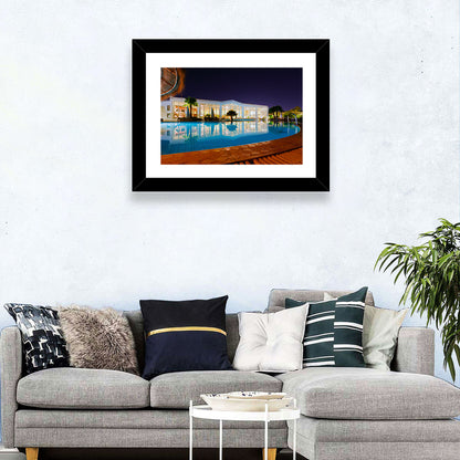 Moonlit Resort Pool Reflection Wall Art