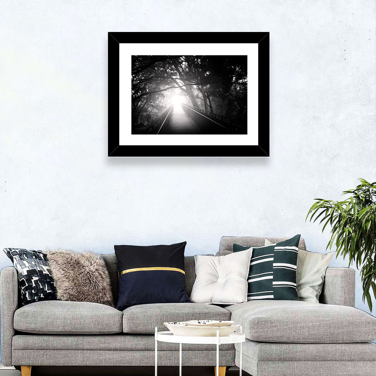 Foggy Forest Bridge Wall Art