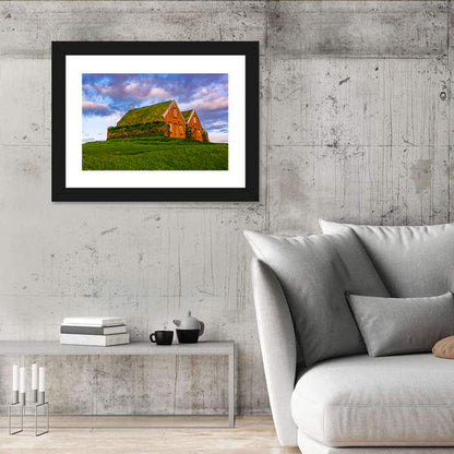 Icelandic Turf Houses at Dusk Wall Art