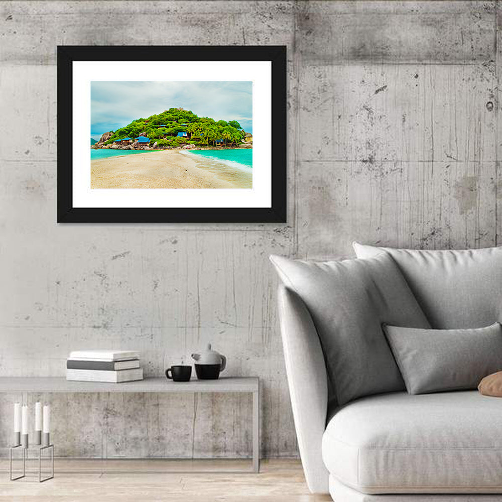 Koh Nang Yuan Sandbar Island Beach Wall Art in a room, landscape