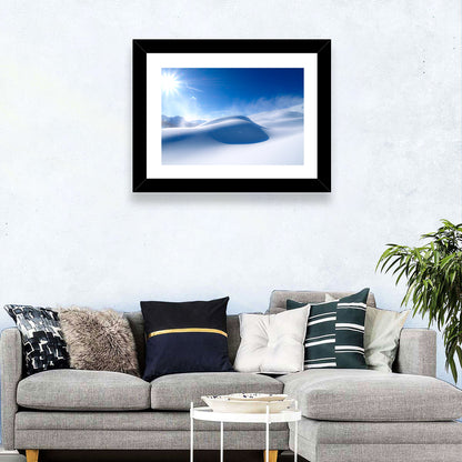 Sunlit Snow Dune Under Blue Sky Wall Art