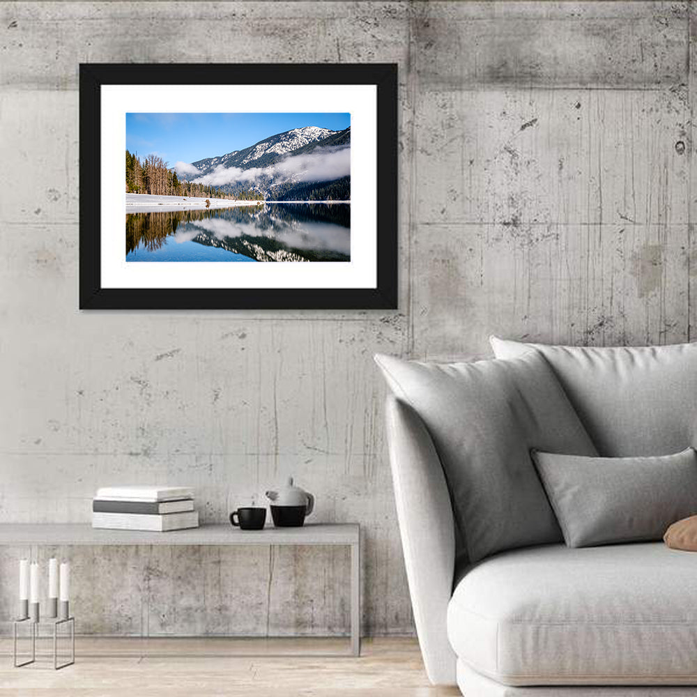 Snow-capped Kachess Lake Reflection Wall Art