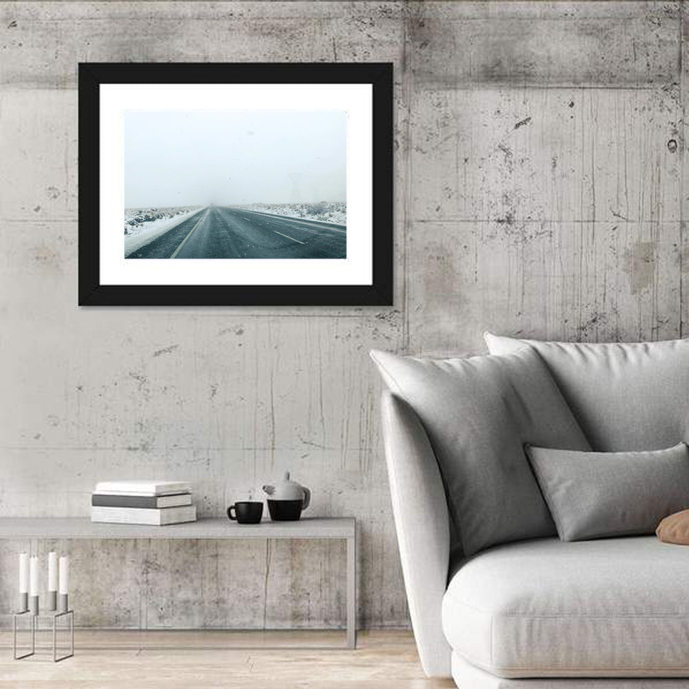 Foggy Winter Mountain Road Wall Art