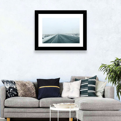 Foggy Winter Mountain Road Wall Art