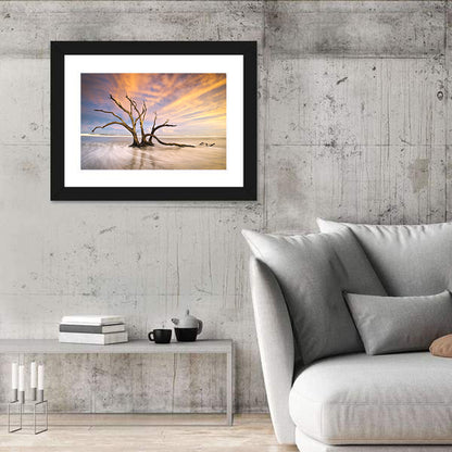 Folly Beach Driftwood Sunset Wall Art