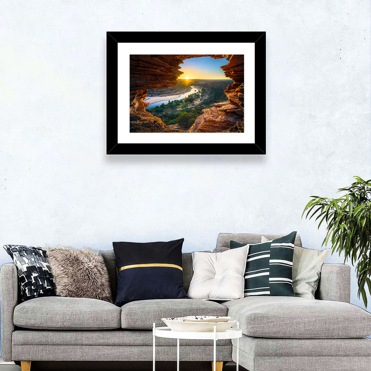 Nature's Window Sunrise, Kalbarri Wall Art in a room, landscape